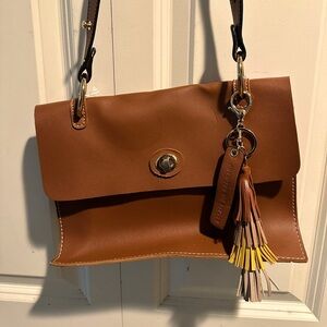 Melie Bianco vegan leather brown shoulder bag